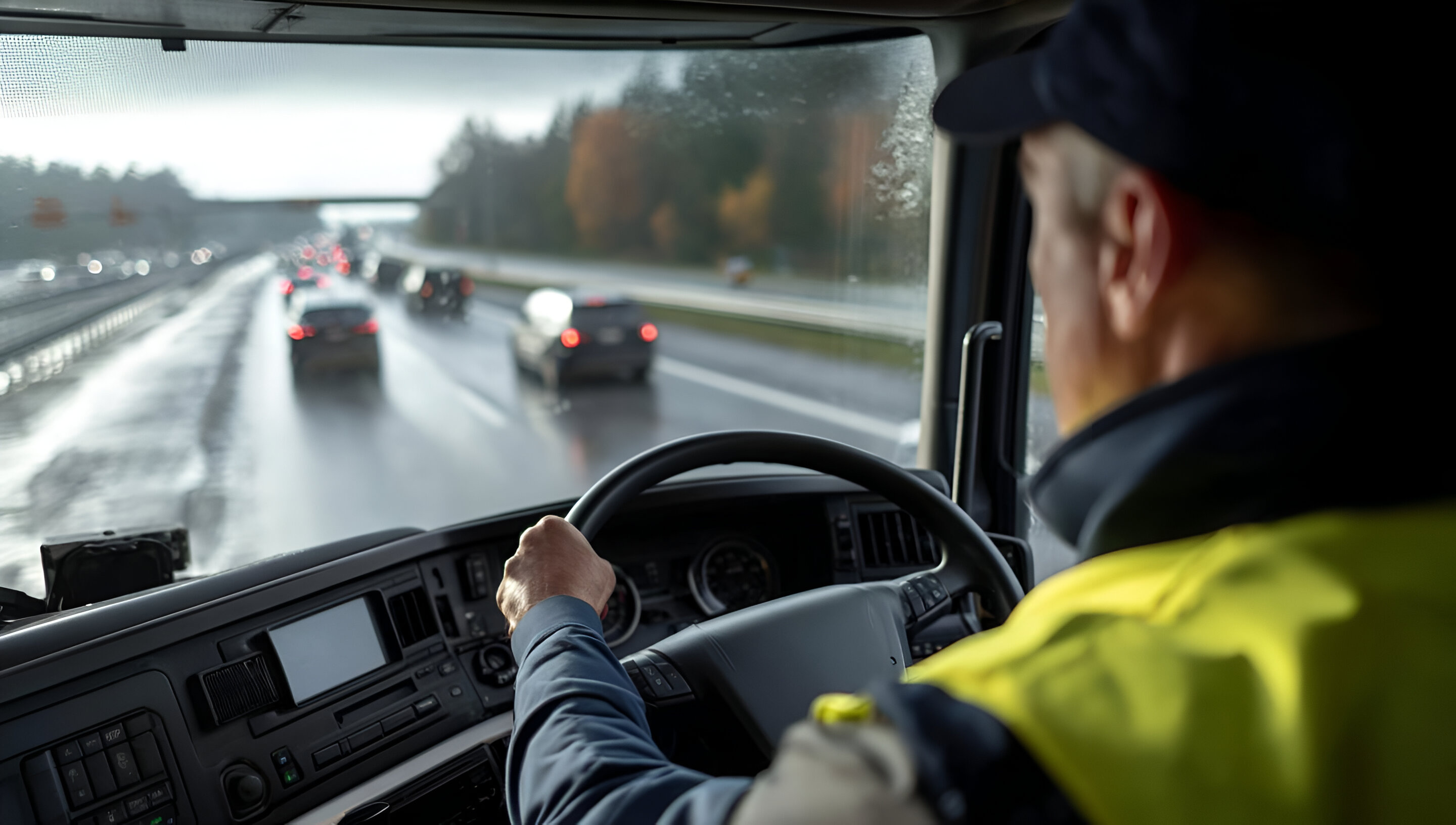Driver behind the wheel