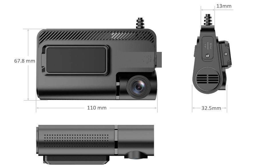 WIX Mini Dashcam dimensions — 110 × 67.8 × 29.5 mm