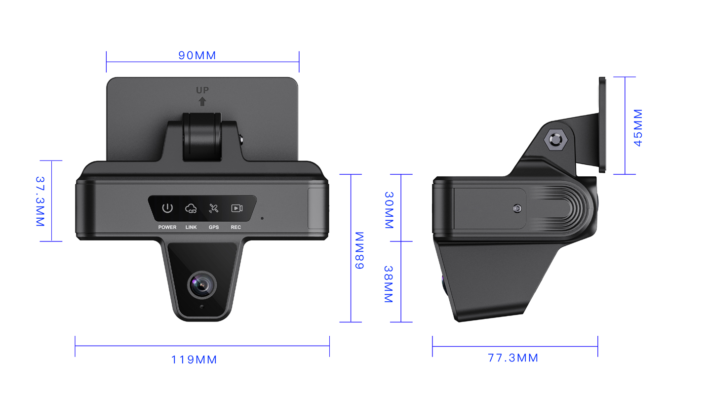 V8 Series dimensions — 119 × 77.3 × 30 mm